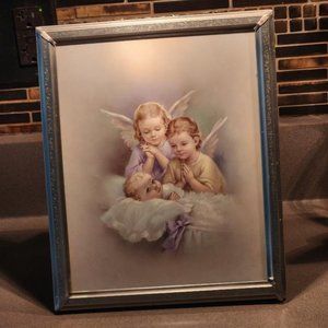 Vtg. Fratelli Bonella Guardian Angels 8x10 print Copyright Made in Italy-Framed